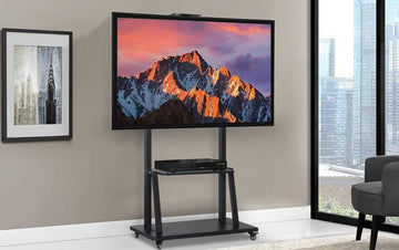 ستاند تلفزيون متحرك مقاس 40" - 120" بوصة، مناسب لشاشات LCD وLED وOLED المسطحة ، أربع عجلات قابلة للقفل