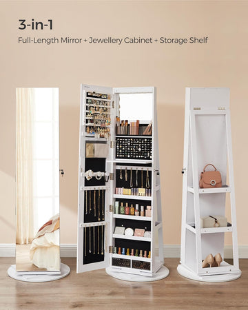 مرايا طويله لغرف النوم مع خزائن ومنظم للمكياج والمجوهرات Full Length Dressing Mirror With Jewellery Storage Organiser